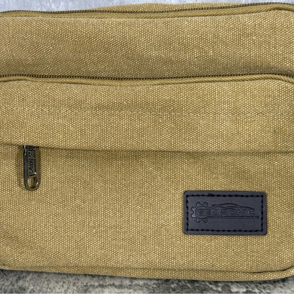 Gearonic Mens Tan Canvas Crossbody Shoulder Bag - Picture 2 of 8